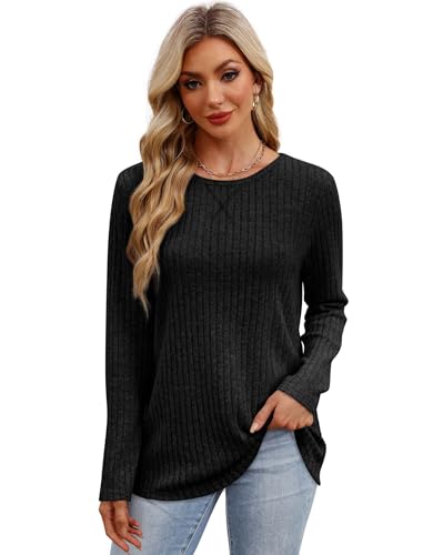 XIEERDUO Long Sleeve Shirts for Women Tunic Tops Casual Fall Tops Lightweight Sweaters 20243