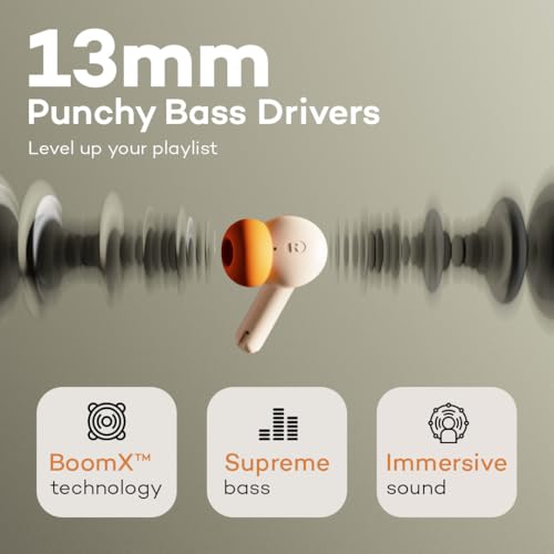 Image of GOBOULT W60 with 60H Playtime, Zen Quad Mic ENC, 50ms Xtreme Low Latency, Made in India, Type-C Fast Charging, 13mm Driver, IPX5 Combat Gaming Mode,TWS Ear Buds Wireless (White)