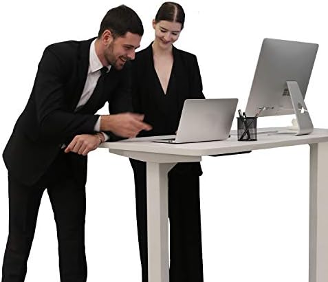 MAIDeSITe Adjustable Height Standing Desk Frame Two-Stage Desk Stand Sit-stand Table Workstation Ergonomic Workplace with Memory Smart Pannel (2 Stage|Dual Motor, White) T2 Pro