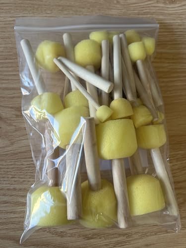 30 Stück Schwammstupf Pinsel Set, Runde Schwämme Tupfpinsel Set für DIY Malerei Handwerk Keramik Werkzeuge, 4 Verschiedene Größen von Schwammbürsten