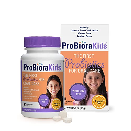 ProBioraKids Oral-Care Probiotic Mints | Supports Healthy Teeth & Gums | Freshens Breath | ProBiora3 Technology for Kids | Strains Native to The Mouth | 30 Day Supply (30g)