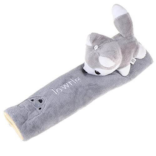 Katutude Car Seat Belt Cushion Car Seat Belt Strap Cover, Cute Animal Plush Shoulder Strap Pad Seat Belt Cover Adjustable Super Soft Belt Protector for Kids Adults, Gray Fox