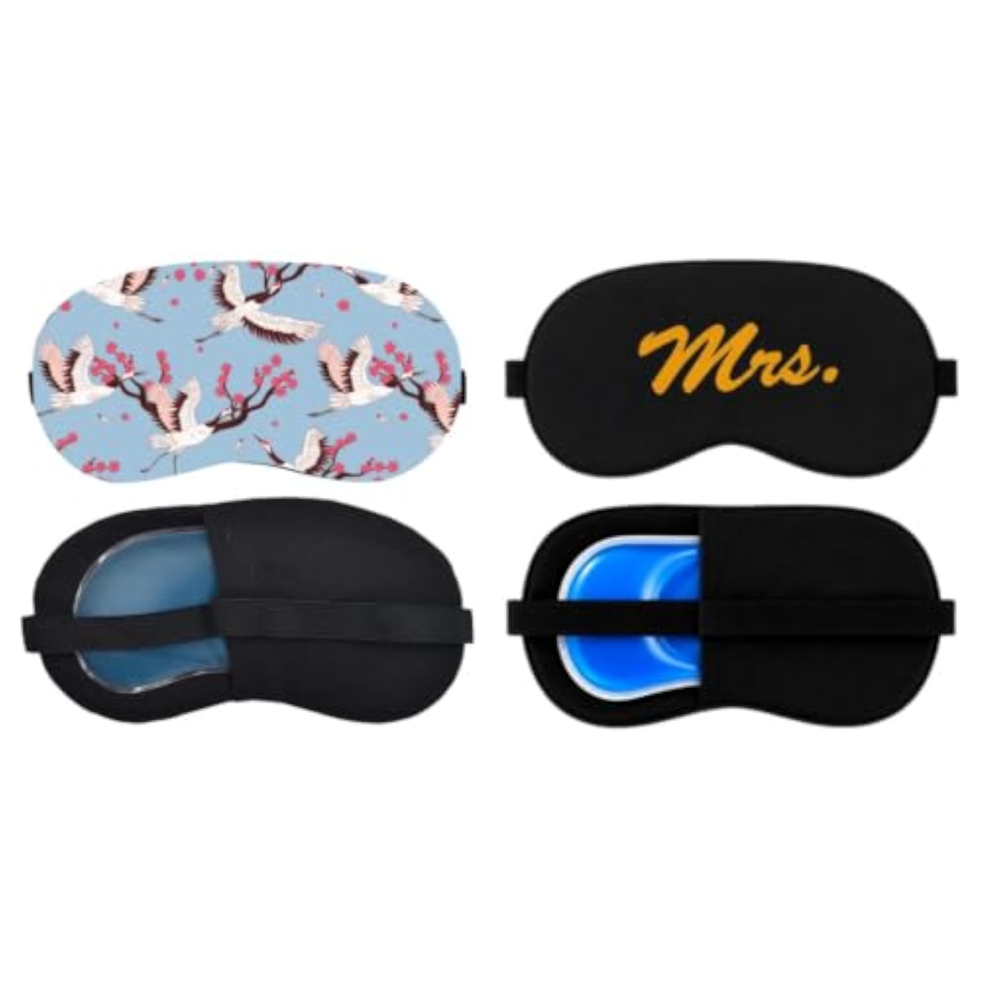 Sleeping Eye Mask Combo Pack of 2, Soft Fabric with Elastic Strap