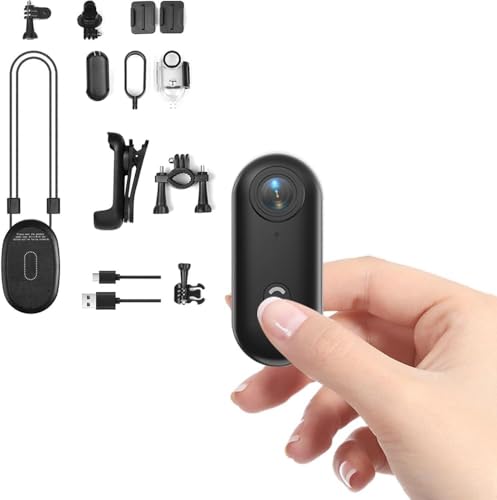 TKMARS Mini Thumb Action Camera 120°Wide Angle Lens, Mini Body Camera with Magnetic Lanyard, 360°Clip, Hands-Free POV Recording, Helmet Cam for Cycling, Motorcycle（09017-1080P-black）