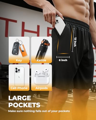 Barjneel 4 Pack Gym Mens Shorts - Basketball Athletic Shorts with Pockets Fitness Clothing Black Workout Quick Dry Shorts - Image 3