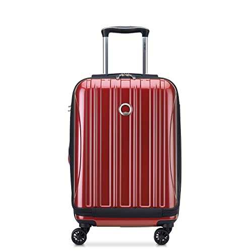 Delsey Luggage Helium Aero, International Carry On Luggage, 19', Front Pocket Hard Case Spinner Suitcase, Brick Red