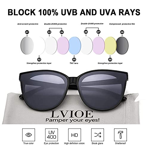 Lvioe Cat Eyes Sunglasses For Women, Polarized Oversized Fashion Vintage Eyewear For Driving Fishing - 100% Uv Protection #TOP4