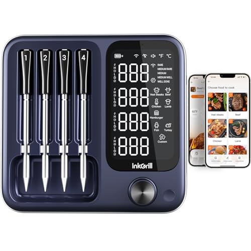 4-Probe Digital Meat Thermometer Wireless with Smart APP, Unlimit...