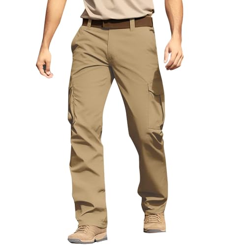 ADHOWBEW Tactical Pants Men Elastic Waist Pockets Relaxed Fit Work Construction Big and Tall Joggers