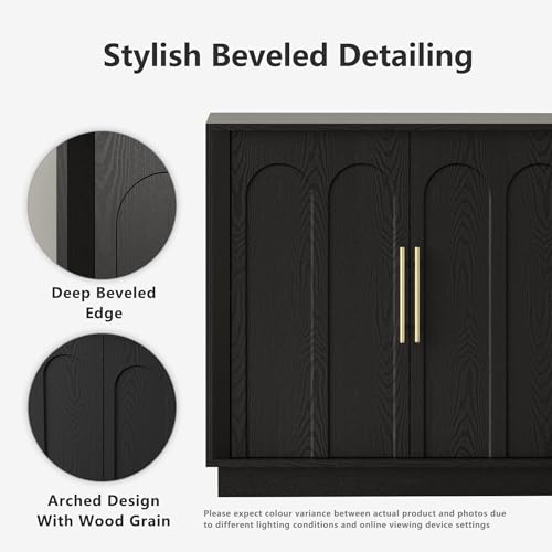 Image of FORTUNETEC Sideboard Buffet Cabinet with Storage, Modern Accent Cabinet with Arched Doors, Modular Media Console, 67 inch Large Minimalist Credenza for Living Room Kitchen Dining Room Entryway, Black