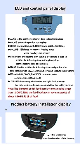 xixibuy Teich Fish Feeder, Teich Futterautomat, Automatic Fishfeeder, Auto-Teich-Fischfutterspender, Automatischer Futterspender für Teichfische für den Außenbereich(4.5L-batteriebetrieben) – Bild 5