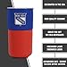 Rico Industries NHL New York Rangers 16 oz Ceramic Tumbler with Silicone Grip, Deep Laser Engraved, Royal Blue and Red Colored Design with Slide Lid, Travel Coffee Mug, Matte Glaze