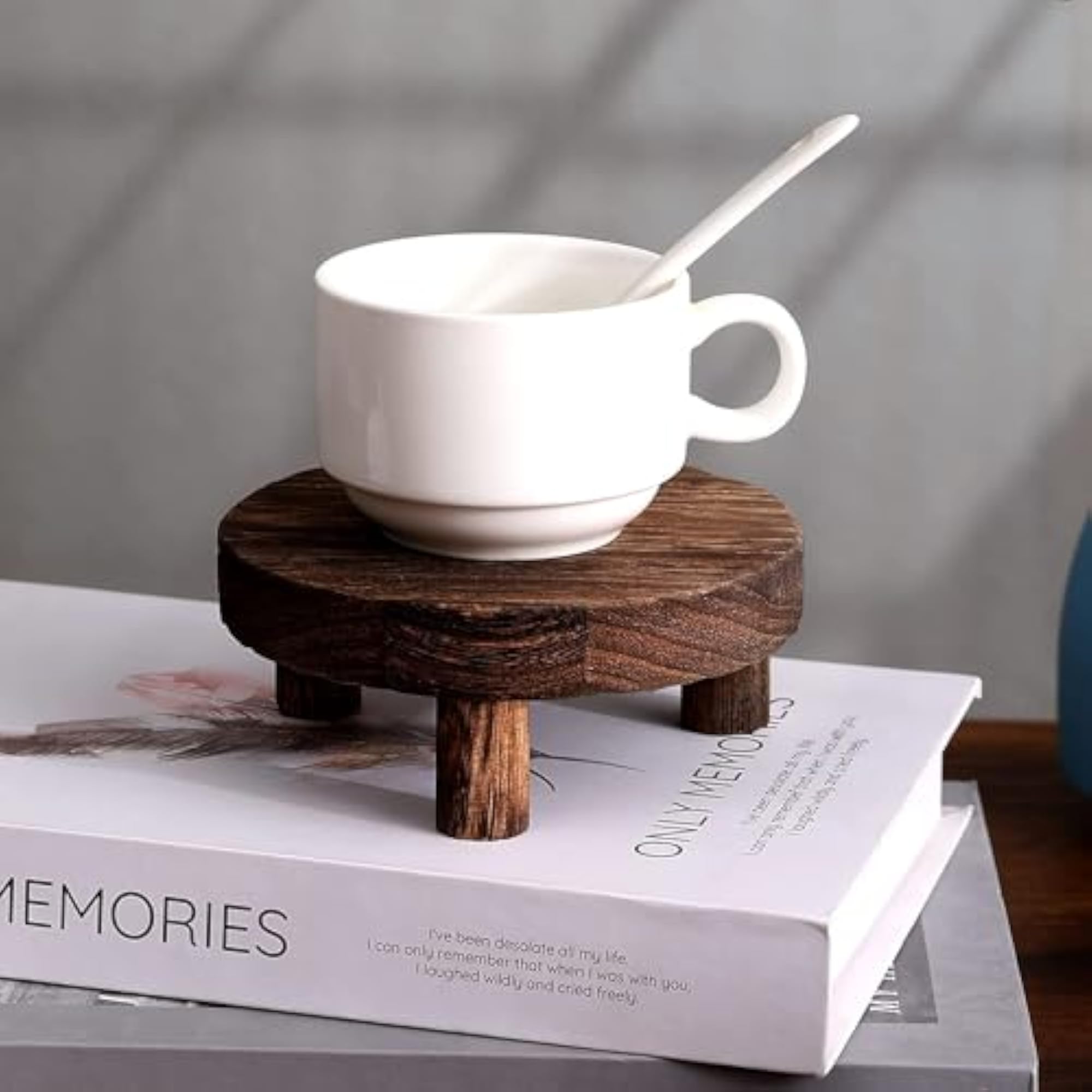 Round Wooden Display Riser for Home Decor Organization