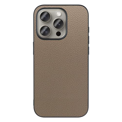 LOOF LUXURY-SHELL �{�v ���U�[ �X�}�z�P�[�X for iPhone 15 Pro �p �P�[�X �J�o�[ �X�g���b�v�z�[�� �V���v�� �ϏՌ� ���^ �y�� leather [�O���[�W��]