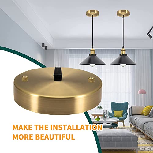 VTYXCTIGJ Light Canopy Kit Gold, 4.7" US UL Vintage Chandelier Ceiling Light Plate for Pendant Light Chandelier Canopy Kit with All Mounting Hardware, Light Fixture Cover Plate for Easy Installation - Thumbnail 5