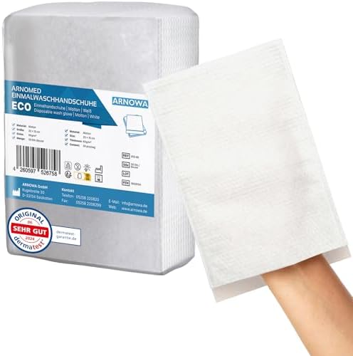 50x ARNOMED® Einmalwaschlappen Molton Eco, Einmal Waschhandschuhe | Einweg Waschlappen Weich & Sanft 60g/m², Molton Eco, Waschhandschuhe Einweg, Wegwerf Waschlappen für Erwachsene