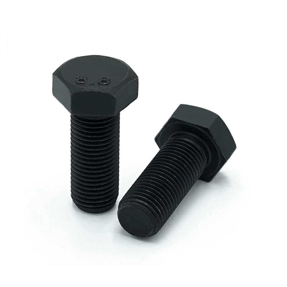 10pcs M8-1.0×50mm Metric fine thread 8.8 grade black alloy steel Hex Head Screws