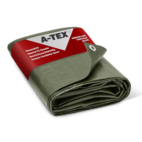 A-TEX® Abdeckplane 140 g/m² (Grün, 5 x 6 m) | Verschiedene Stärken, Größen und Farben wählbar | Plane mit Ösen | Gewebeplane Gartenplane Zelt Holzplane | wasserdicht | reißfest | UV-stabilisiert A-TEX® Abdeckplane 140 g/m² (Grün, 5 x 6 m) | Verschiedene Stärken, Größen und Farben wählbar | Plane mit Ösen | Gewebeplane Gartenplane Zelt Holzplane | wasserdicht | reißfest | UV-stabilisiert