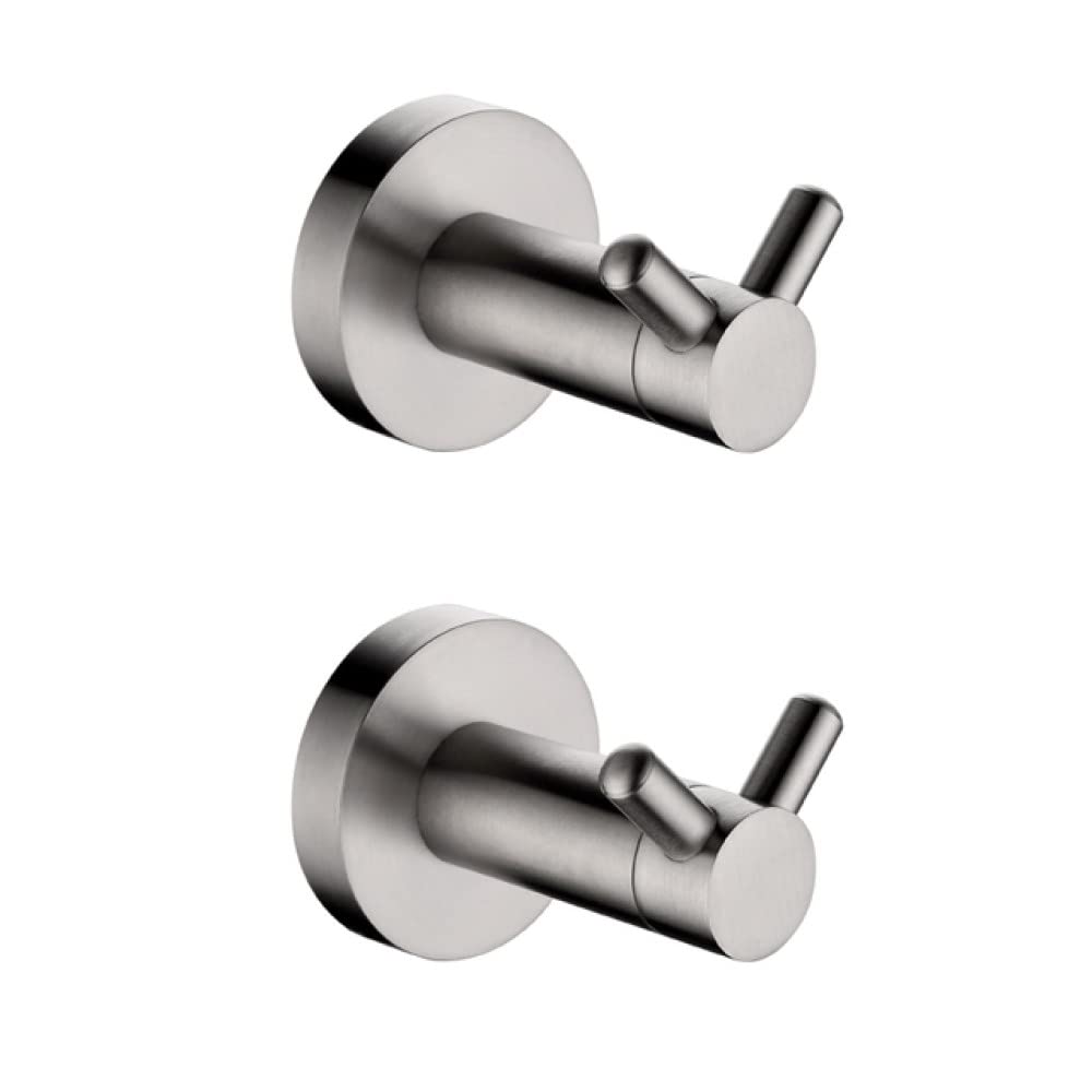 Acero inoxidable cepillado en forma de V Toalla Abrigo Bufanda Bata Gancho Baño Baño Ganchos Montaje en pared, 2 piezas