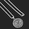 ZFSBRTL Wikinger Odin Wolf Fenrir Anhänger Halskette, Herren Gold&Silber Edelstahl Nordischen Mythologie Amulett Vegvisir Rune Keltischer Schmuck Geschenk 60cm Kette,Silber #4