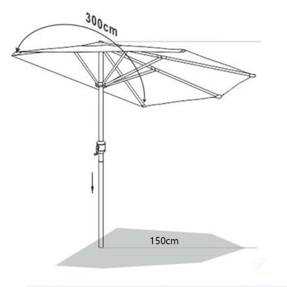 Ombrellone Da Parete Esterni Ombrellone Da Giardino A Mezzaluna | Ombrellone Semicircolare 5 Costole Ombrellone Da Balcone Per Ristorante Mercato