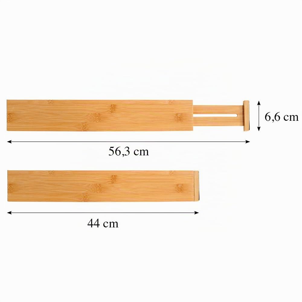 Kesper 1707413 Divisori per Cassetti, Confezione da 4, Lunghezza Regolabile da 44 A 56,3 Cm, Marrone