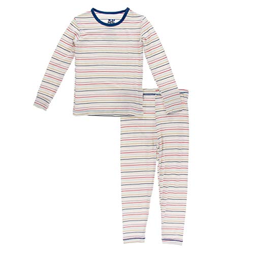 KicKee Pants Print Long Sleeve Pajama Set (Everyday Heroes Multi Stripe - 2T)