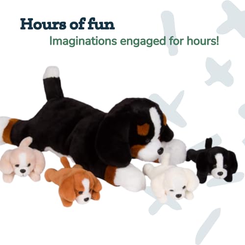 Pixiecrush CGPUPFAM2 Dog Stuffed Animals For Girls Ages 3-8 - Mommy Bernese Stuffed Dog With 4 Puppies - Magical Dog Pillow Plushie - Enchanting Puppy Surprise Toys thumb #6