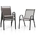 FANTASK Gartenstühle stapelbar, Terrassenstühle, Balkonstühle aus Textilene & Metallgestell, 4er Set Stapelstühle mit Armlehnen, bis 150 kg belastbar, 56 x 70 x 84 cm (Grau)
