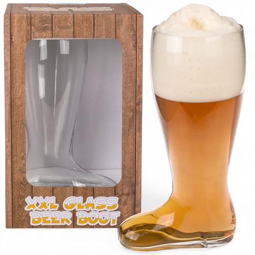 MIJOMA XXL Bierglas Stiefel 2 Liter – Jumbo Bierkrug aus Glas...