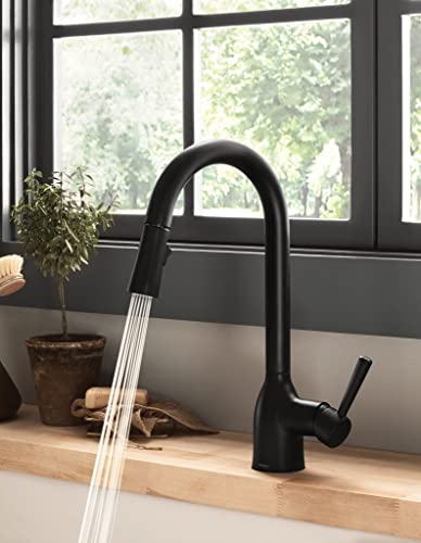 Moen Adler Matte Black One-Handle High Arc Kitchen Sink Faucet with Power Clean, Modern Kitchen Faucet with Pull Down Sprayer, 87233BL - Image 8