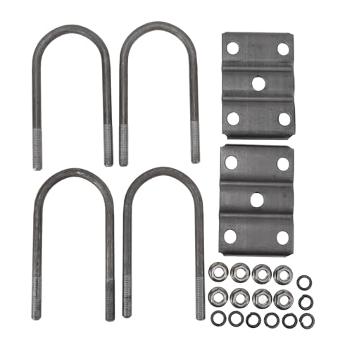 Heavy Duty Trailer U Bolt Kit, 3 Inch Round Axle, Rolled Steel Construction, Enhanced Load Capacity with Tie Plate Design, for 5200 to 7000lbs Leaf Spring Replacement
