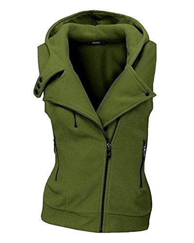 Preisvergleich Produktbild Damen Hoodie Gilet Winter Herbst Weste Einfarbig Beiläufig Ärmellos Reißverschluss Vest Grün S
