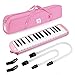 Vangoa 32 Key Melodica, Musical Instrument Air Piano Keyboard, Melodicas with Carrying Bag, Double Mouthpieces, Wipe Cloth, Key Stickers, Long Tubes (Pink)