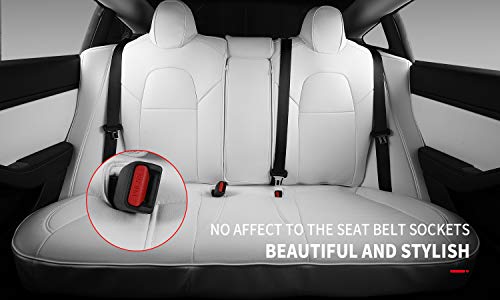Xipoo Fit Tesla Model 3 Car Seat Cover Pu Leather Cover All Season Protection For Tesla Model 3 2017 2018 2019 2020 2021 2022 2023(White-Pu, Model 3(12 Pcs)) #TOP1