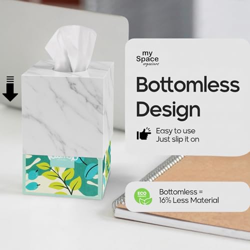 Tissue Box Cover Holder Square Marble Tissue Box Holder Bathroom Vanity Nightstand Bedroom Livingroom Decorative Decor Toilet Organizer Tissues (Marble, Square) - Thumbnail 4