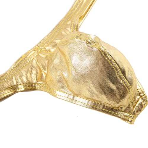 Men's Shiny Metallic Thong Underwear - Low-Rise U Convex Pouch Nightclub & Stage Performance4