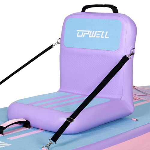 UPWELL Inflatable Kayak Seat with Back Support Professional Drop Stitch Paddle Board Seat with Thicken Cushion for SUP Kayak Canoe Padded Boat Fishing Boat Purple