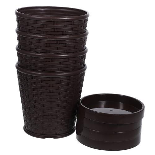 JOINPAYA 4juegos Maceta para Suculentas De Plástico con Bandeja Macetas De Jardín para Plantas De Interior De Contenedores para Suculentas para y Terrazas