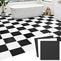 ZRJT 30-Pack 30 Sq.Ft Peel and Stick Floor Tiles Vinyl Matte Pattern Flooring, 12” x 12” Self Adhesive Vinyl Flooring DIY for Kitchen, Bathroom, Laundry, Pure Black&Pure White