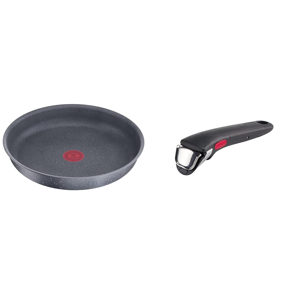 Lagostina Ingenio Mineralis Green Padella Ø 28 cm, Padella in Alluminio 100% Riciclato, per Gas & Ingenio Induction Manico Rimovibile Resistente fino a 10 kg, Fissaggio Sicuro a 3 Punti
