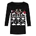 Ugly Christmas Sweater Women Funny Red Wine Glass Graphic Sweatshirts Three Quarter Sleeve Blouse 3/4 Sleeve Xmas Holiday Tops Plus Size Casual Cotton Pullover Tunics Vintage Party Tees Gifts