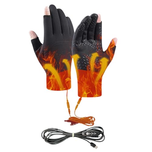tulahkomen Guanti riscaldanti – Guanti elettrici da equitazione – USB ricaricabili due dita touch screen guanti da bici | per uomo donna moto lavoro sci caccia