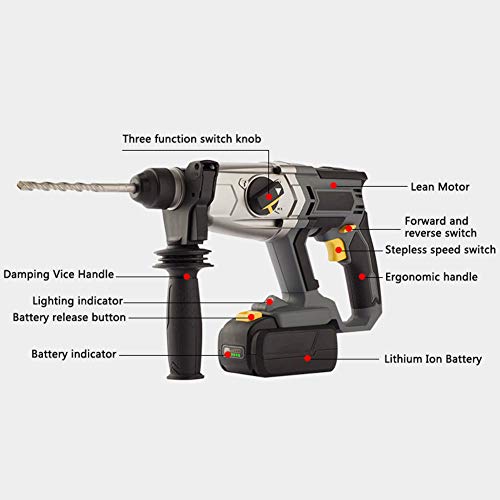 Accu-klopboormachines, klopboormachine op lithiumbatterij, drievoudig licht elektrisch gereedschap met… - Afbeelding 8