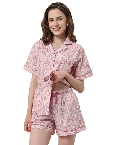Image of NAP BOUND 100% Cotton Pajamas for Women 2 Piece PJs Set Long Sleeve Button Down Breathable Woven Sleepwear Loungewear XS-XXL