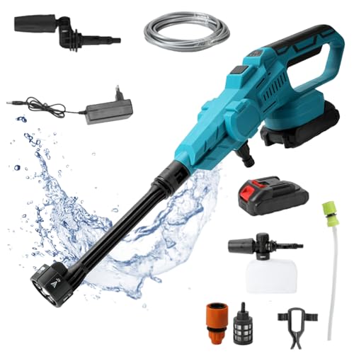 Bürstenloser Hochdruckreiniger, 21V Max 100Bar tragbarer Autowasch-Hochdruckreiniger, 30000mAh tragbarer Hochdruckreiniger, geeignet für Autos, Terrassen, Fenster, Schwimmbäder. (Eine Batterie)