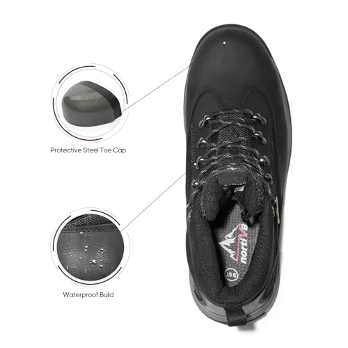 NORTIV 8 Steel Toe Work Boots for Men Waterproof Slip Resistant Safety Construction Boots2