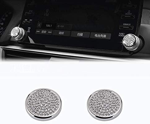 GeeGee 2pcs Bling Crystal Accessories Rhinestones Parts Trim Multimedia knob cover Decal Interior Visors Decorations Compatible with Honda Accord 10th Gen Sedan Kia K5 (Multimedia knob cover)