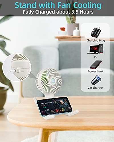 Pram Fan Stroller Fan USB Fan Rechargeable Portable Fan, Battery Operated & 360° Rotation Personal Fan for Pram Accessories Stroller PushChairs Beds Camping, Travel Holiday Essentials for Baby Kids