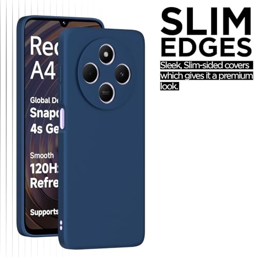 Image of Outlouders Back Cover for Redmi A4 5G / Redmi 14C 5G / Poco C75 5G | Camera Protection | Durable Soft Matte Silicone Bumper Case (Blue)